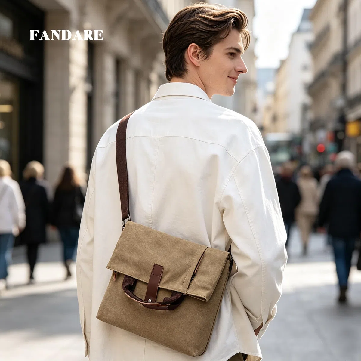 FANDARE Retro Umhängetasche Handtasche Schultertasche Herrentasche Segeltuch Kuriertasche Messenger-Bags Aktentasche für Herren Damen Arbeit Reise Schule Hochschule Arbeit Outdoor Schulranzen