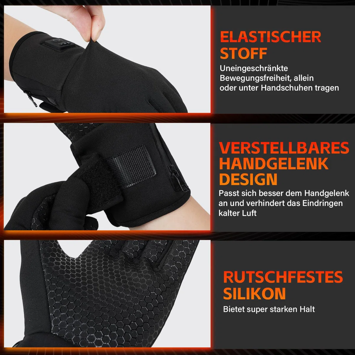 V.Step Beheizbare Handschuhe Herren Damen mit 7.4V Akku Touchscreen Winter