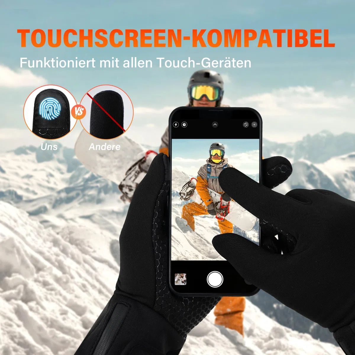 V.Step Beheizbare Handschuhe Herren Damen mit 7.4V Akku Touchscreen Winter