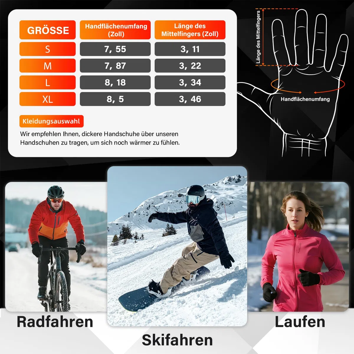V.Step Beheizbare Handschuhe Herren Damen mit 7.4V Akku Touchscreen Winter