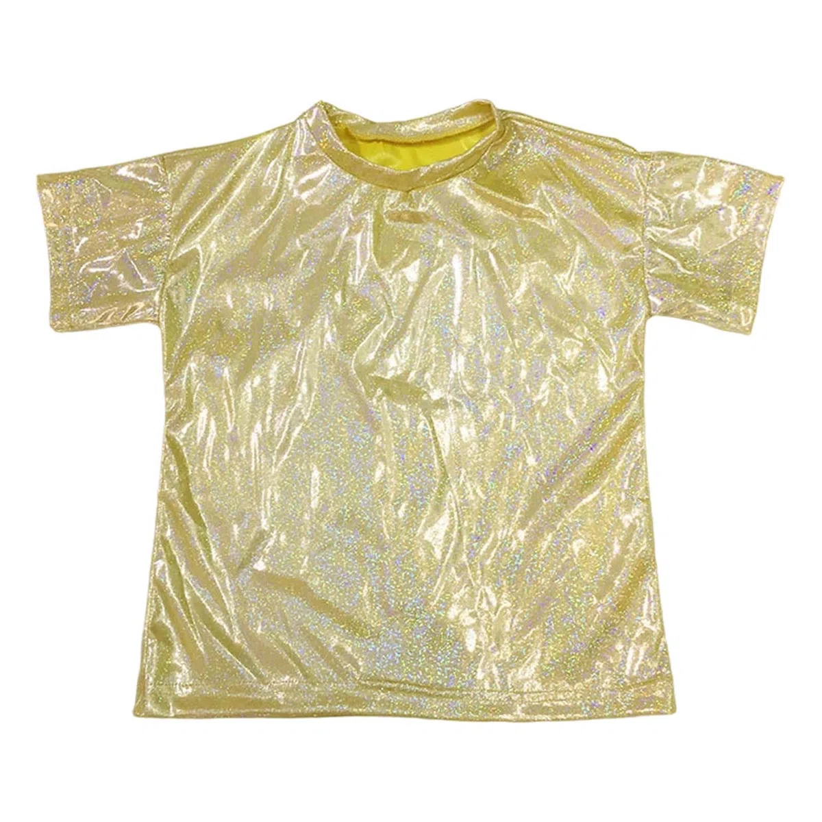 Unisex Kinder Metallic-Tanzshirt – Pailletten, reflektierender Aufdruck, locker geschnitten, Kurzarm, ideal für Bühnenauftritte und Streetwear, mit Silikon-Print für besseren Halt