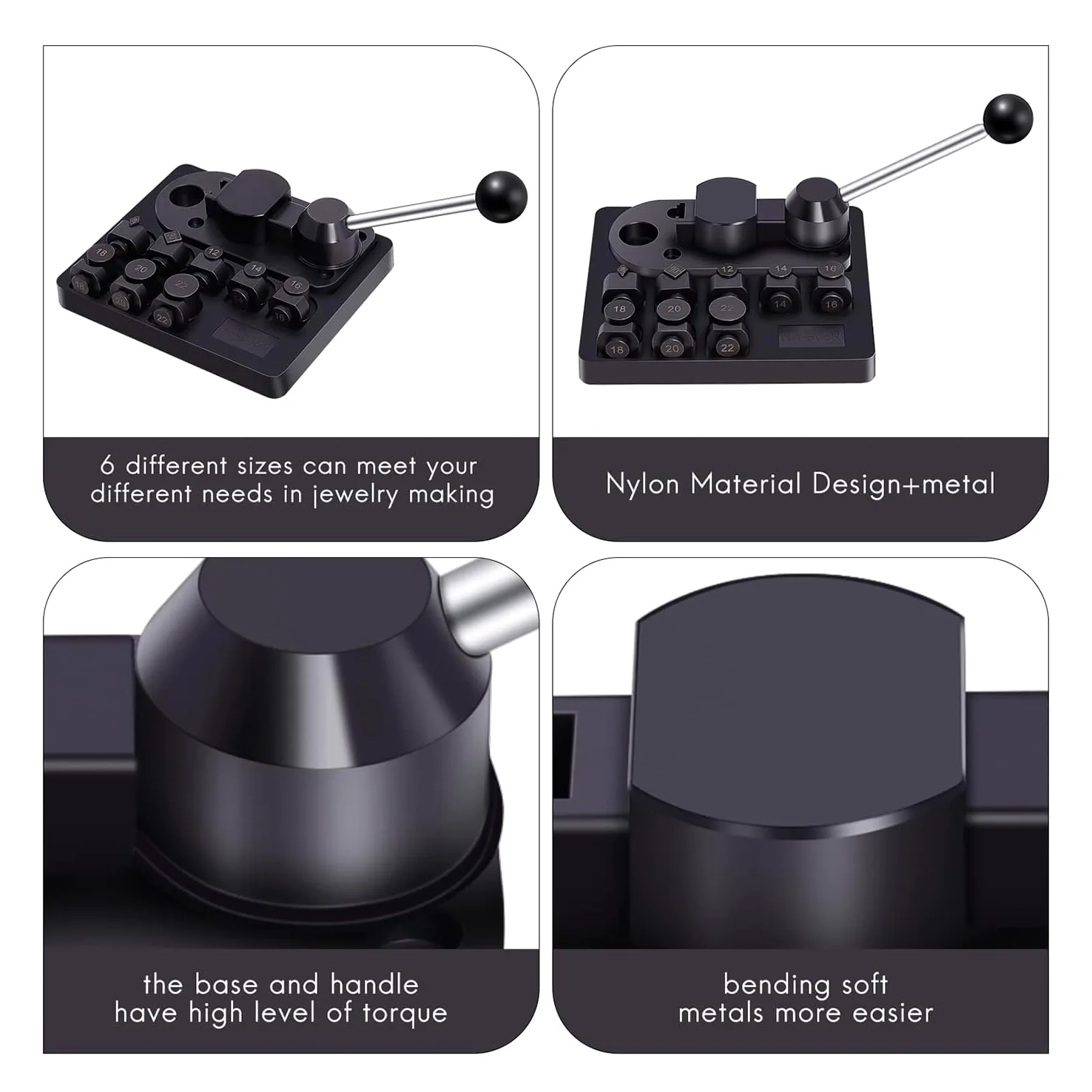 Ringbiegewerkzeug-Set, Schmuckherstellungswerkzeuge mit Nylon-Stanzformen, Aluminium-Rohlingen, Ringgrößenmesser und Gummihammer zum Erstellen von individuellen Ohrringen und Ringen