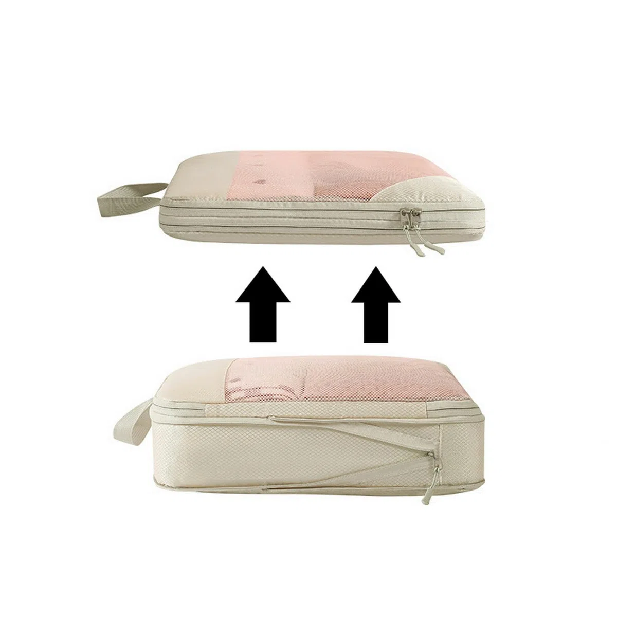 Packing Cubes, 5 Stück, komprimierbare Aufbewahrungstasche für Reisegepäck, Organizer, Packwürfel, Kleidung, Aufbewahrungstaschen, tragbar, leicht, Koffer-Tasche, Beige