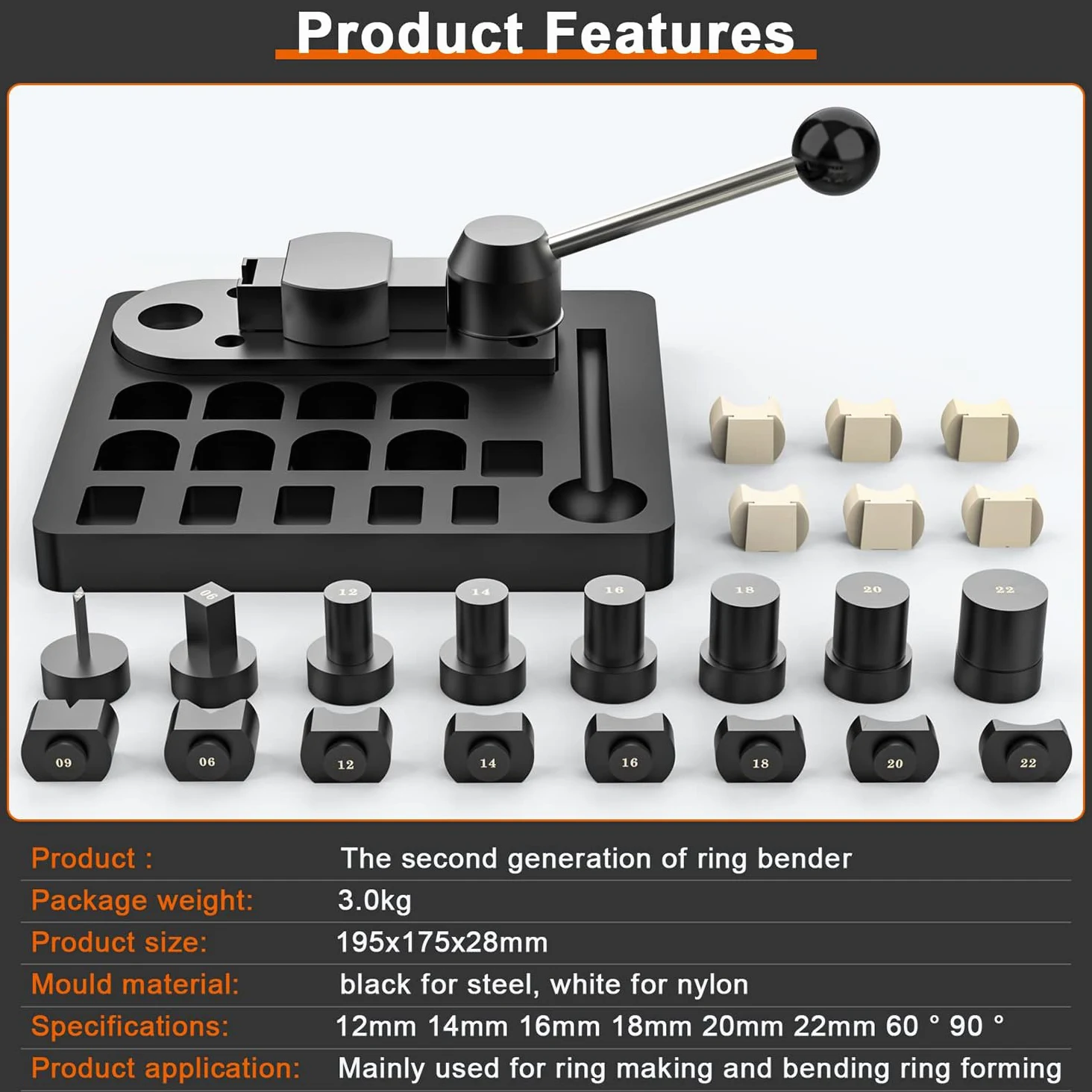 Ringbiegewerkzeug-Set, Schmuckherstellungswerkzeuge mit Nylon-Stanzformen, Aluminium-Rohlingen, Ringgrößenmesser und Gummihammer zum Erstellen von individuellen Ohrringen und Ringen